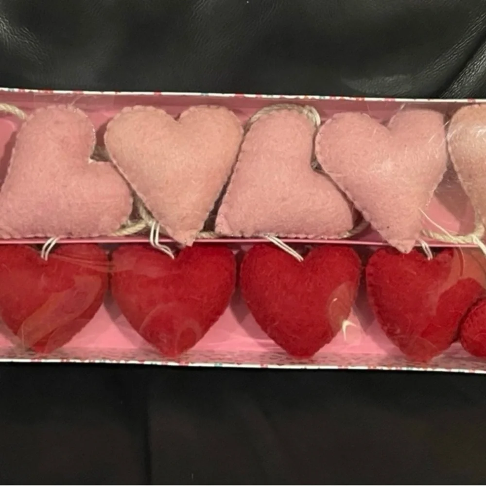 Valentines Love and Cupcakes Heart Garland - Felt Hearts Garland